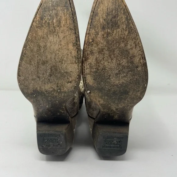 Corral Crater Brown Leather Embroidered Snip Toe Cowgirl Boots Teen Women Sz 5 - Picture 7 of 7